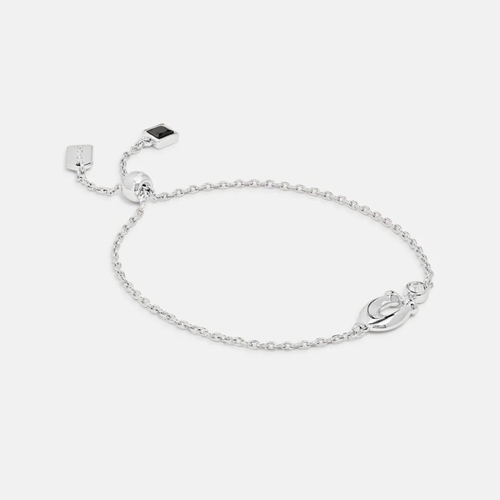 NWT COACH Silver Chubby C Charm Adjustable Slider Bracelet - Picture 4 of 6